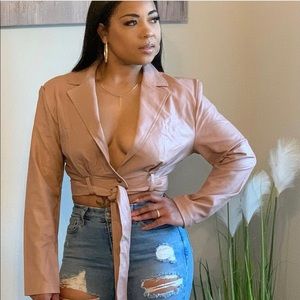 Women’s Vegan Leather Cropped Jacket Sizes: S, M, L